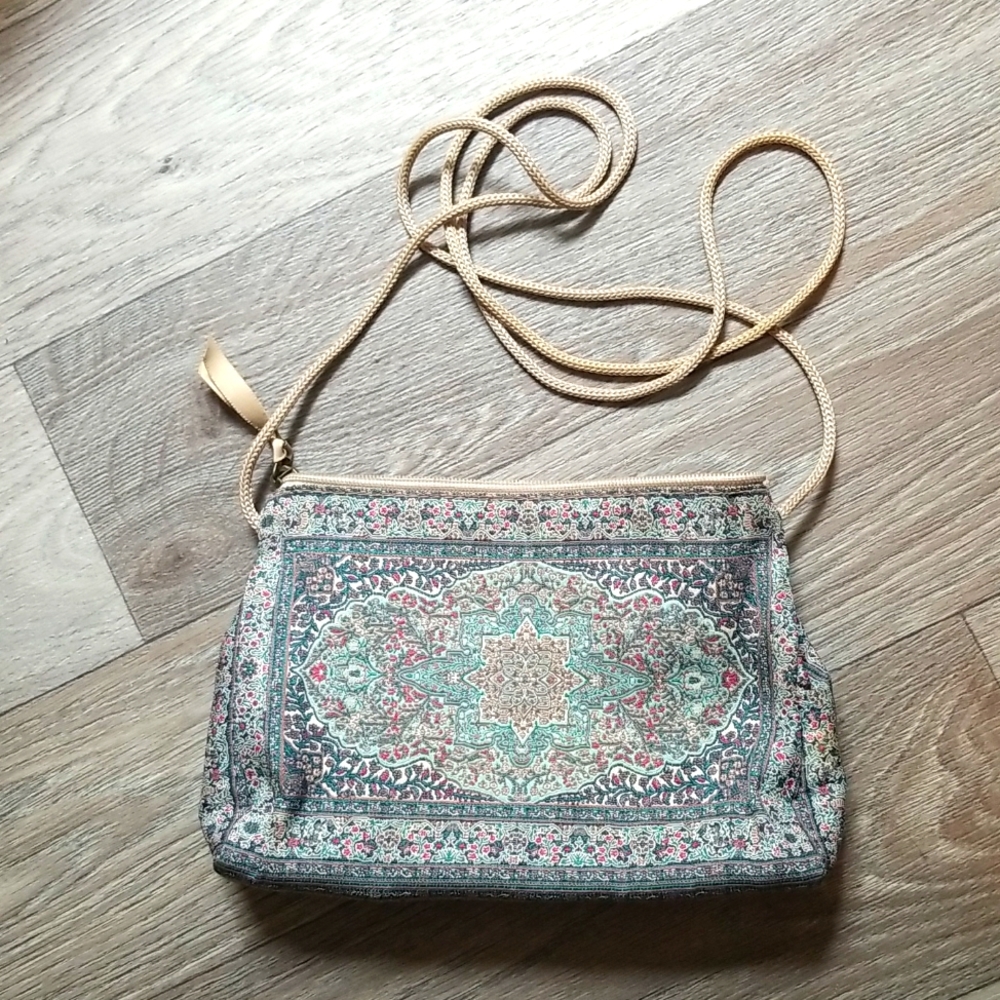 Derin Collection Handmade Handbag Heron Blue with Rope Strap.